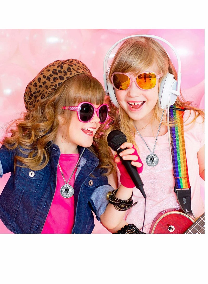 SYOSI Mirror Disco Ball Costume Necklaces 70s Disco Party Necklaces for Home Decorations, 1.57 Inch Stage Props, Game Accessories, School Festivals, Party Favor, and Supplies 12 Piece - Image 3