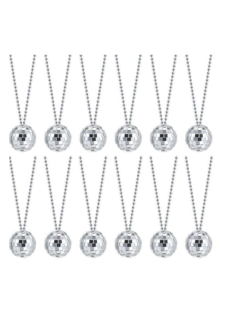 SYOSI Mirror Disco Ball Costume Necklaces 70s Disco Party Necklaces for Home Decorations, 1.57 Inch Stage Props, Game Accessories, School Festivals, Party Favor, and Supplies 12 Piece - Image 1