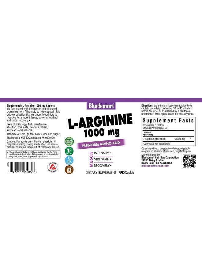 BlueBonnet L-Arginine 1000 mg Capsules, 90 Count - Image 2