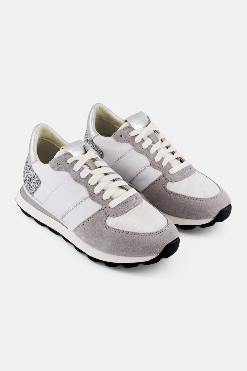 GEOX Women Lace Up Casual Sneaker, White  - Image 1