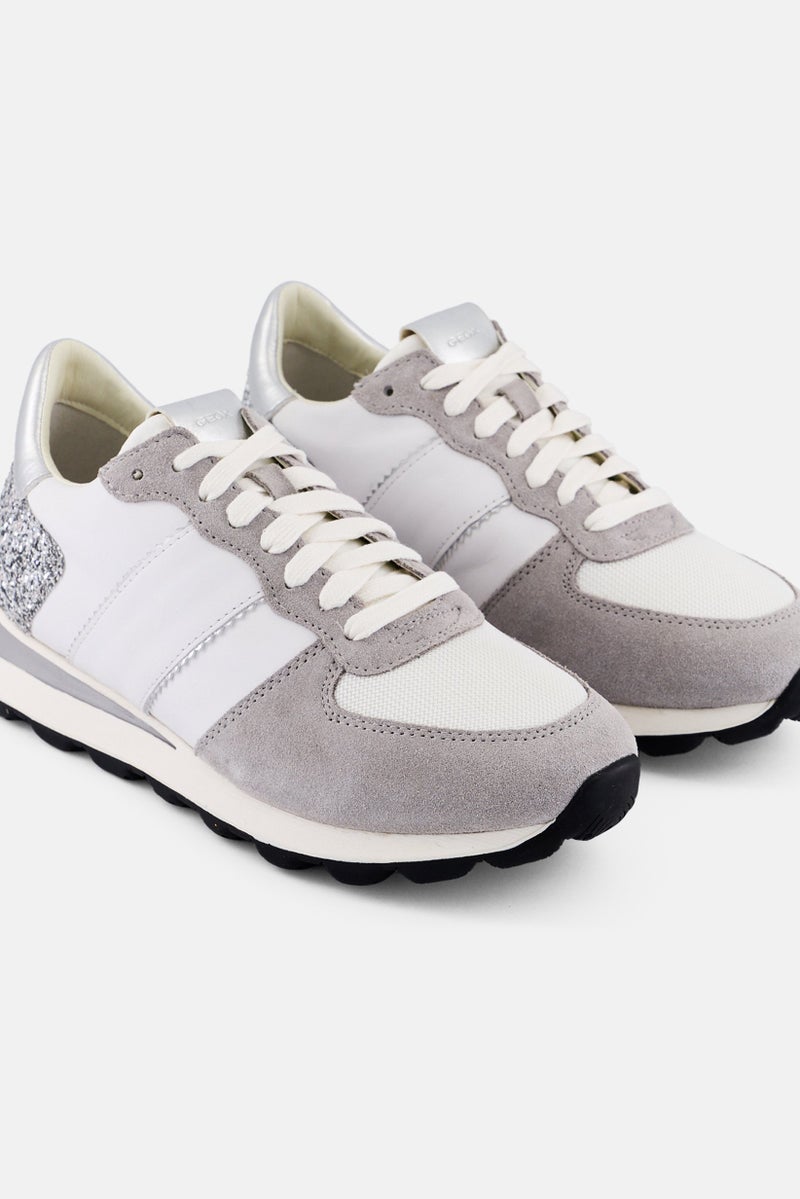 GEOX Women Lace Up Casual Sneaker, White  - Image 3