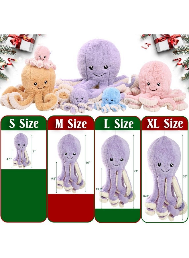 DENTRUN دنتورن حيوانات محشوة بأشكال الأخطبوط، دمية أخطبوط عملاقة محشوة ألعاب للأطفال البنات والأولاد والبالغين هدايا عيد الميلاد والهالوين، حيوانات بحرية محشوة، 7/16/24/32 بوصة، 5 ألوان - Image 4