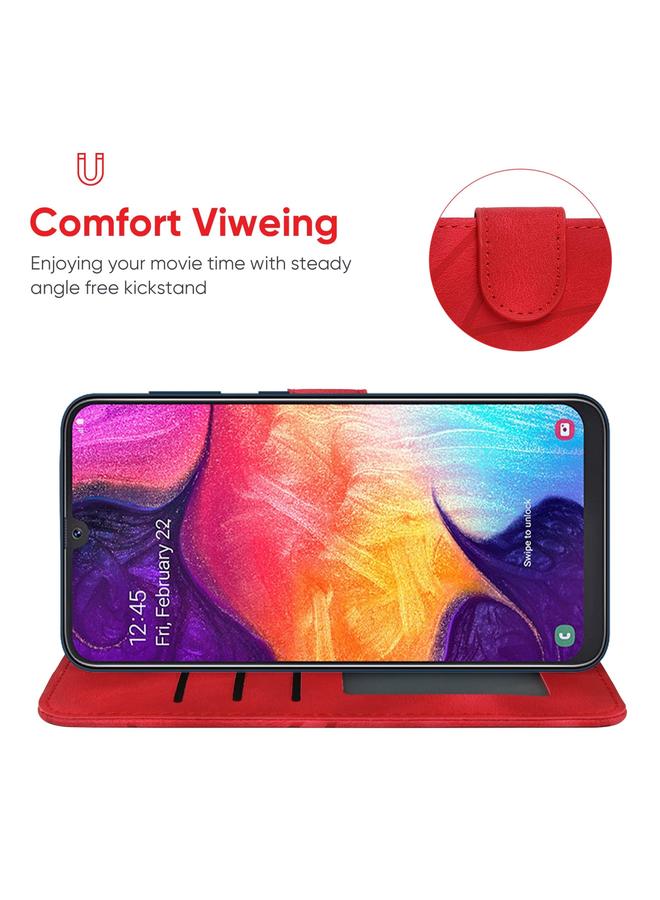 S-TOP Case For Samsung Galaxy A50 Skin Feel Geometric Lines Leather Phone Case - Image 4