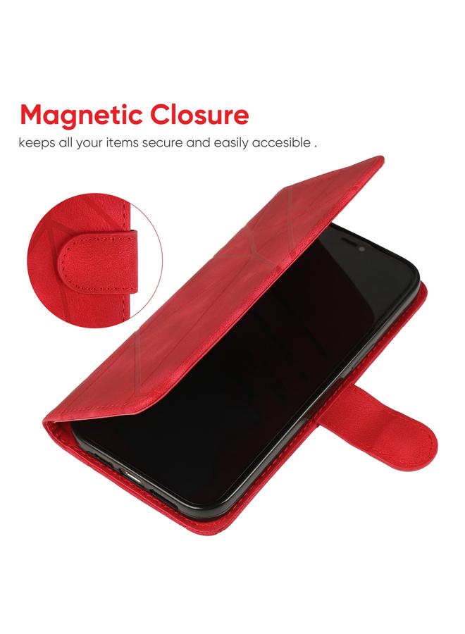 S-TOP Case For Samsung Galaxy A50 Skin Feel Geometric Lines Leather Phone Case - Image 5