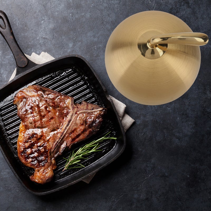 1PC Stainless Steel Steak Cover Western Food Supply Shape Cover (Golden) - Image 2