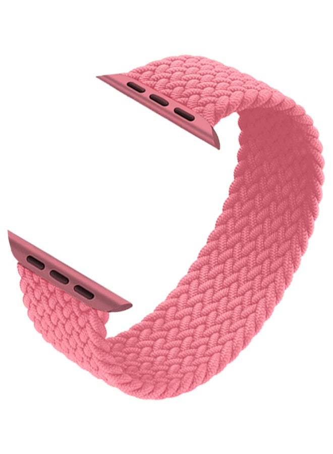 Braided Nylon Solo Loop Band 42mm 44mm 45mm 49mm Wrist Size 135-140mm Compatible with Apple Watch Series 1-9 SE Ultra 1 Ultra 2 - Pink - Image 1