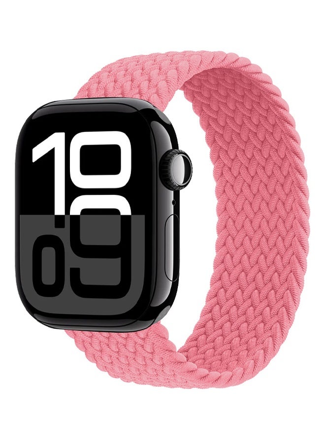 Braided Nylon Solo Loop Band 42mm 44mm 45mm 49mm Wrist Size 135-140mm Compatible with Apple Watch Series 1-9 SE Ultra 1 Ultra 2 - Pink - Image 2