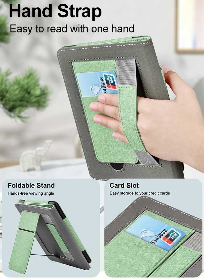 Tersely Slimshell Case Cover for 6" Kindle 11th Generation 2024/2022, Smart Shell Cover with Stand Function and Auto Sleep/Wake - Pink (Light Green) - Image 3