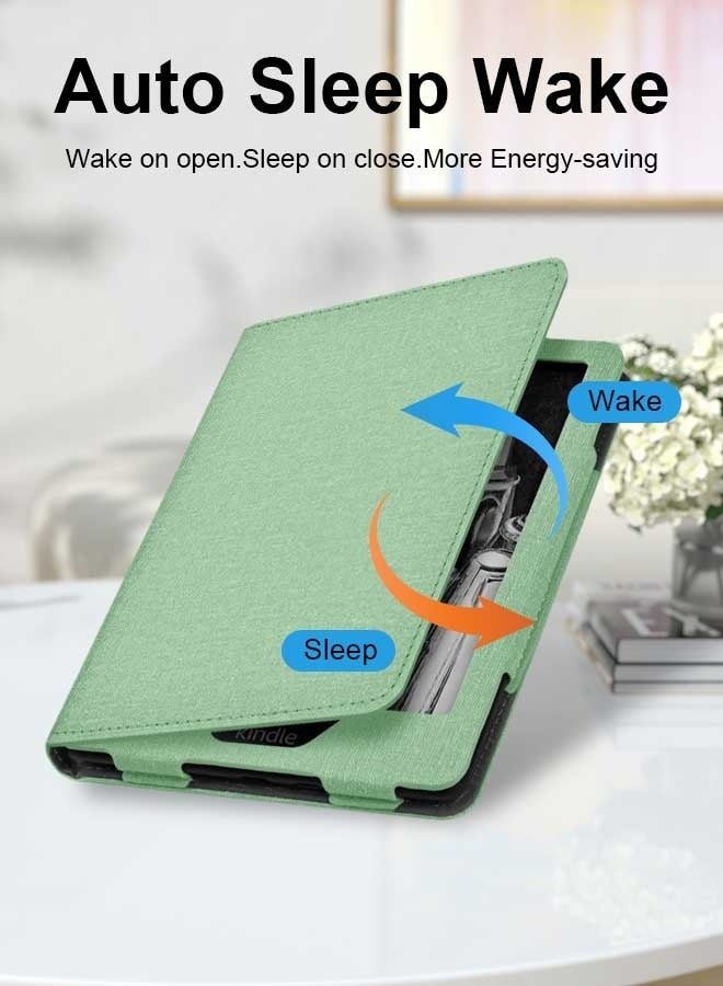 Tersely Slimshell Case Cover for 6" Kindle 11th Generation 2024/2022, Smart Shell Cover with Stand Function and Auto Sleep/Wake - Pink (Light Green) - Image 2