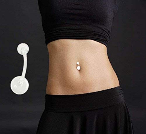 CrazyPiercing Transparent 14 Gauge Clear Acrylic Belly Button Ring Retainer (8 PCS) - Image 4