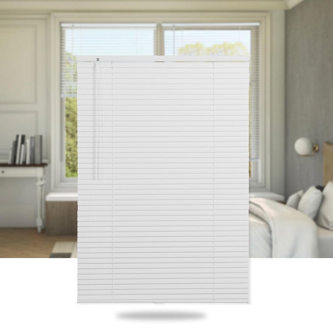 Cordless Mini Blinds Aluminum Venetian Blind Horizontal Window Shades 1 Slat Size Rooming Darkening Blinds AntiUV Waterproof for Bedroom Office Easy to Install 24 W x 64 H White