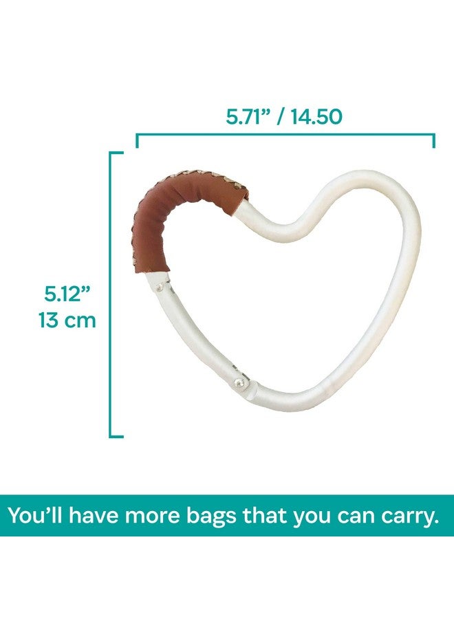 Kidco Buggy Heart Hook by BUGGYGEAR Silver Aluminum/Brown Leather- The Perfect Way to Carry Your Baby Diaper Bag - Use The Hook on Your Stroller Handle Bars and Let The Hooks Do The Work Buggy Gear - Image 3