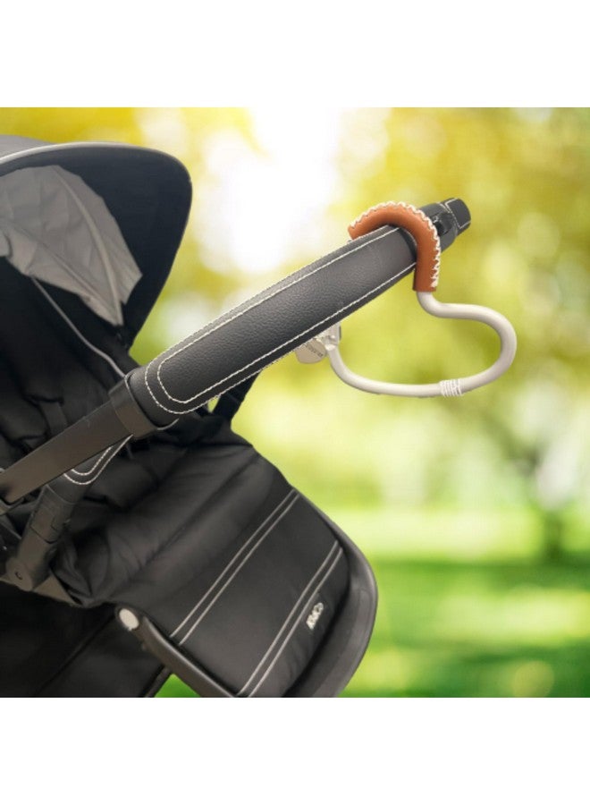 Kidco Buggy Heart Hook by BUGGYGEAR Silver Aluminum/Brown Leather- The Perfect Way to Carry Your Baby Diaper Bag - Use The Hook on Your Stroller Handle Bars and Let The Hooks Do The Work Buggy Gear - Image 2