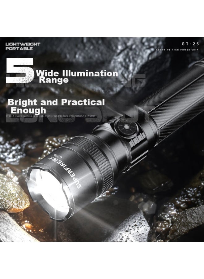 Supfire Gt25 High-intensity Flashlight With Zoom, Long-range, Long Battery Life, Outdoor, Rechargeable, Portable, Emergency Lighting For Home Use - Image 2