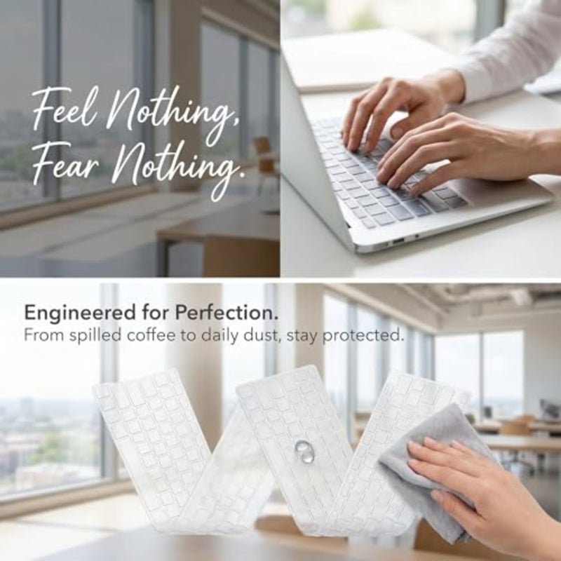 Laptops 2pcs Clear Keyboard Cover Skin, Ultra Thin Silicone Waterproof Dustproof Protector for 12-14 Inch Laptops Keyboards, Washable Transparent Keyboard Skin L:12.2 x W:5.08 - Image 3