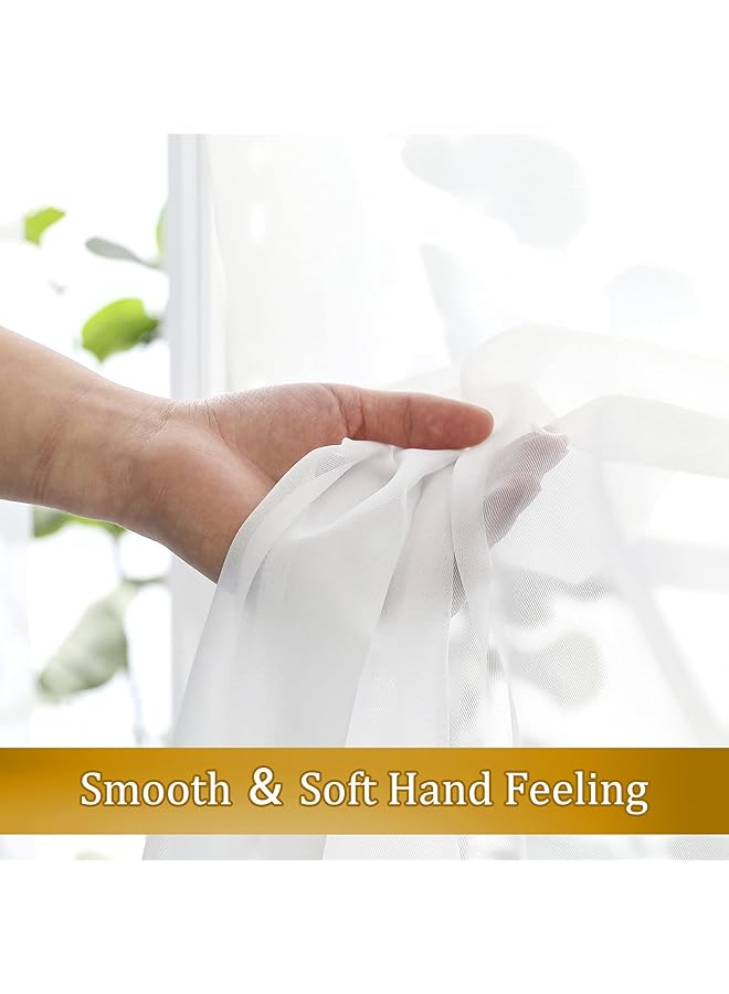 إيروريكس ستائر شفافة لغرفة المعيشة، ستائر شفافة بيضاء لغرفة المعيشة، ستائر شفافة شبه شفافة من قماش الكتان، خفيفة وجيدة التهوية لغرفة المعيشة وغرفة النوم والمنزل الريفي، عرض 100 × طول 200 سم - Image 2