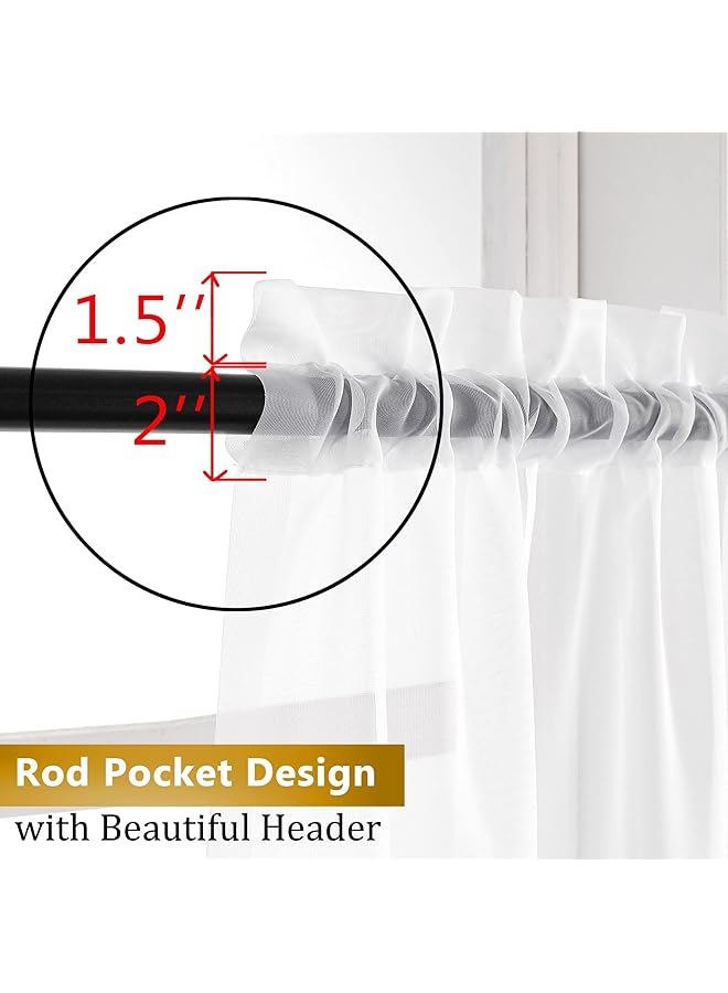 إيروريكس ستائر شفافة لغرفة المعيشة، ستائر شفافة بيضاء لغرفة المعيشة، ستائر شفافة شبه شفافة من قماش الكتان، خفيفة وجيدة التهوية لغرفة المعيشة وغرفة النوم والمنزل الريفي، عرض 100 × طول 200 سم - Image 5