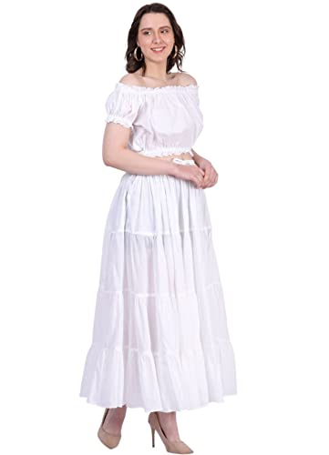 Wevez Women’s 12 Yards White Maxi Skirt for Women American Belly Dance 4 Tiered Cotton White Flowy Skirt Long - Image 5