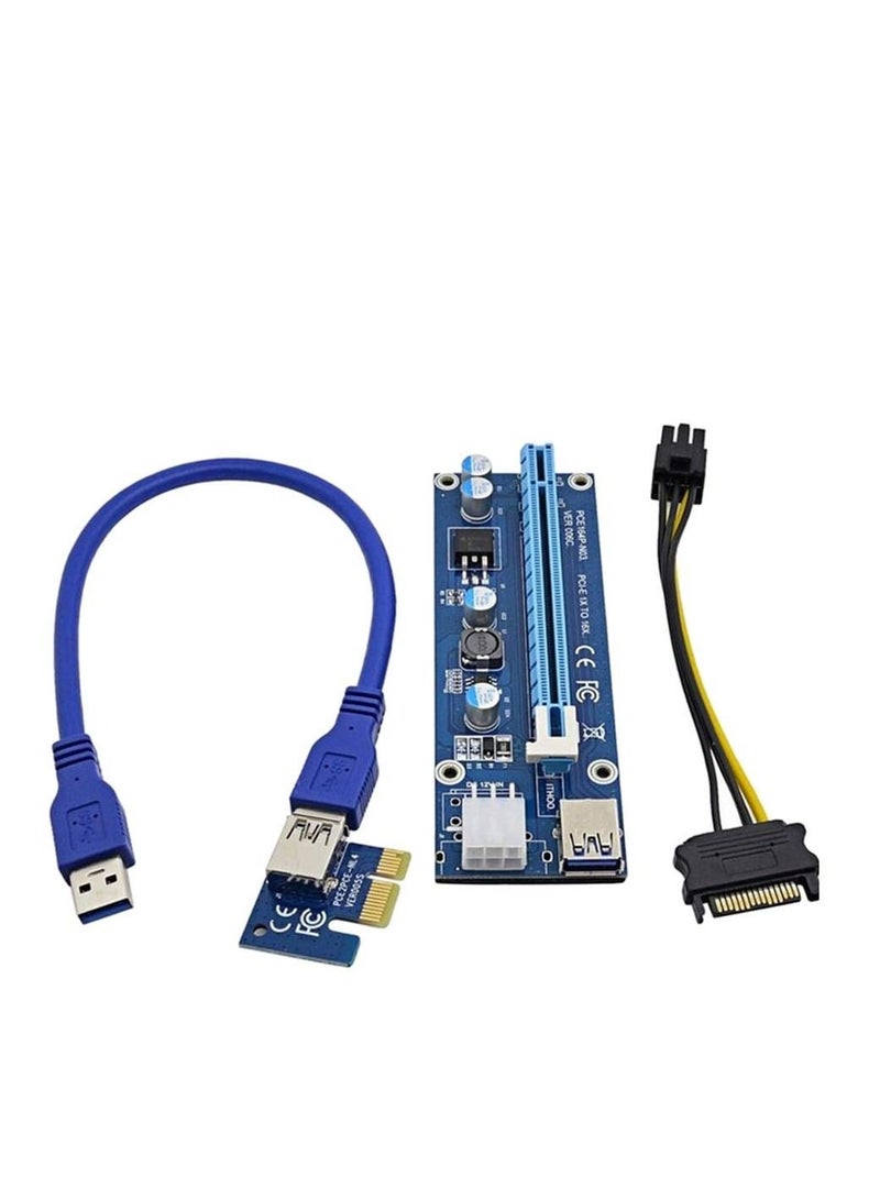 Y&D PCI-e Express 1x to 16x USB 6Pin Graphics Extension Power Adapter Cable - Image 1