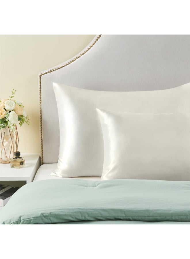 Beauenty Satin Pillowcase for Hair and Skin, Super Soft and Cooling Similar to Silk Pillow Cases 2 Pack with Envelope Closure, Gift for Women Men(48x74cm King Size, Ivory) - Image 5