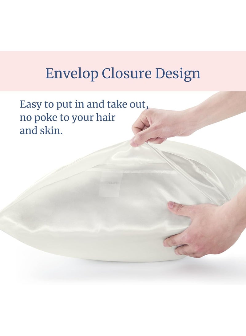 Beauenty Satin Pillowcase for Hair and Skin, Super Soft and Cooling Similar to Silk Pillow Cases 2 Pack with Envelope Closure, Gift for Women Men(48x74cm King Size, Ivory) - Image 2