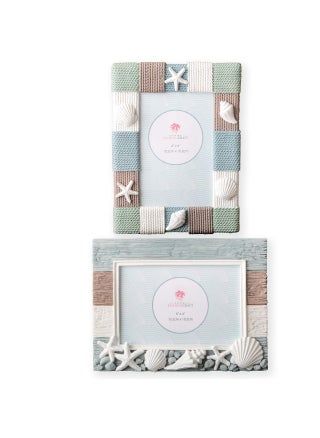 Beach Sea Ocean Shell Themed Picture Frames ~ Set of 2 Frames ~ for 4x6 ~ Vertical ~ and 6x4 ~ Horizontal ~ Photos Perfect for Wedding Summer Vacation Graduation Or Completing Beach Themed D?cor - pzsku/Z28F269909DA12187422AZ/45/1749668004/9b6b870a-d525-4f1e-a475-872b6617fee4