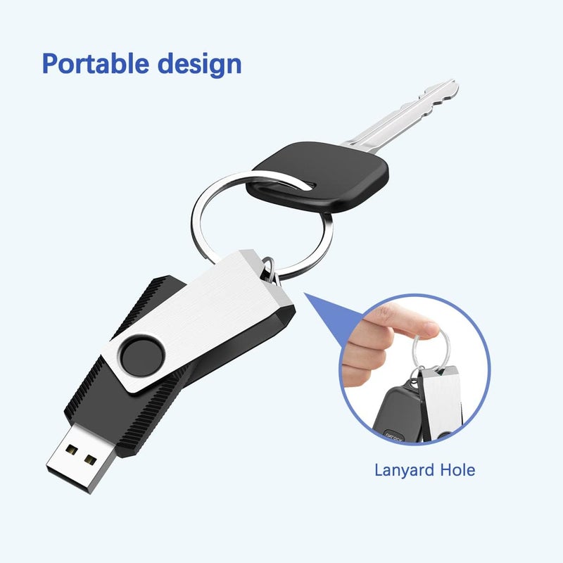 RAOYI 8GB USB 2.0 Flash Drive Swivel Metal Memory Stick Thumb Drive for Data Storage (Black) - Image 4