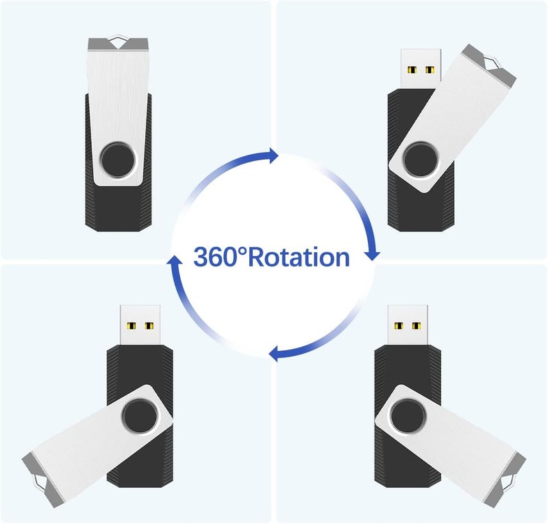 RAOYI 8GB USB 2.0 Flash Drive Swivel Metal Memory Stick Thumb Drive for Data Storage (Black) - Image 3