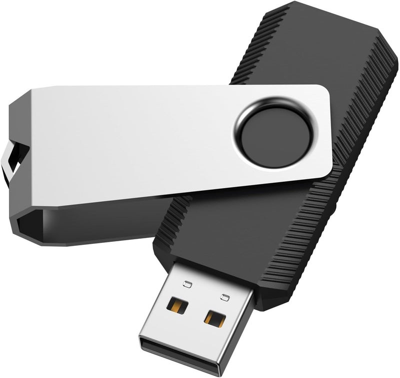 RAOYI 8GB USB 2.0 Flash Drive Swivel Metal Memory Stick Thumb Drive for Data Storage (Black) - Image 1