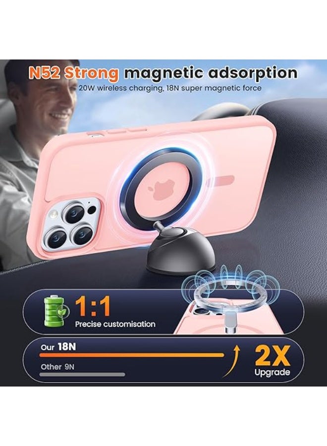 Compatible with iPhone 15 Pro Max Magnetic Case, [Magsafe Compatible] Slim Clear Matte Shockproof Drop Resistant Case for Girls, Women, Boys, (Pink) - Image 2