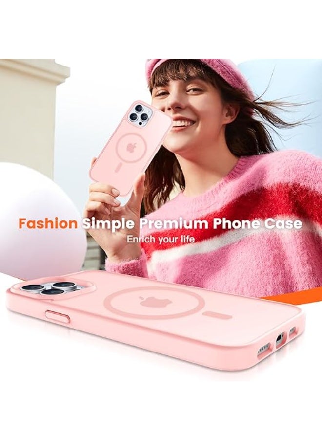 Compatible with iPhone 15 Pro Max Magnetic Case, [Magsafe Compatible] Slim Clear Matte Shockproof Drop Resistant Case for Girls, Women, Boys, (Pink) - Image 4