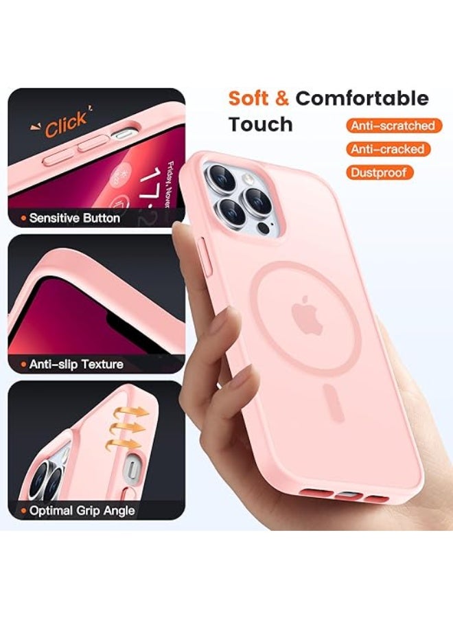 Compatible with iPhone 15 Pro Max Magnetic Case, [Magsafe Compatible] Slim Clear Matte Shockproof Drop Resistant Case for Girls, Women, Boys, (Pink) - Image 5