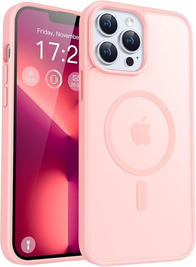 Compatible with iPhone 15 Pro Max Magnetic Case, [Magsafe Compatible] Slim Clear Matte Shockproof Drop Resistant Case for Girls, Women, Boys, (Pink) - Image 1