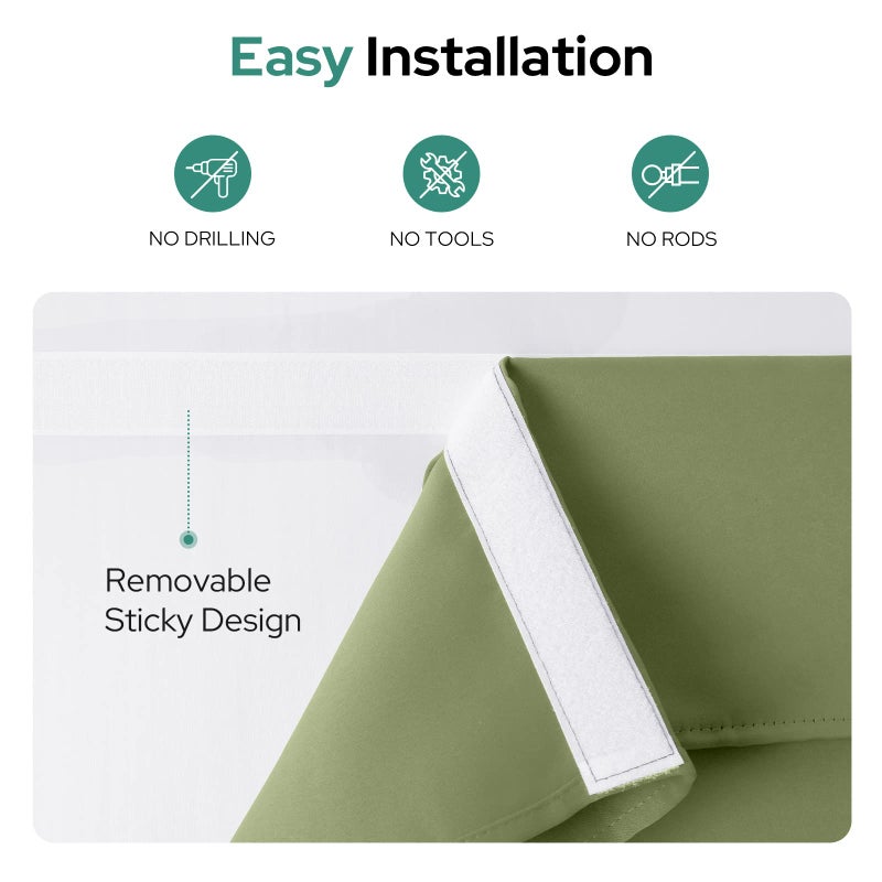 HOMEIDEAS HOMEIDEAS Sage Green French Door Curtain  Privacy Door Curtains for Door Window  French Door Blinds for Glass Door  Thermal Insulated Tie Up Shades Window Curtains for Bedroom  26 X 40 Inch 1 Panel - Image 2