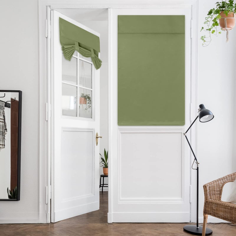 HOMEIDEAS HOMEIDEAS Sage Green French Door Curtain  Privacy Door Curtains for Door Window  French Door Blinds for Glass Door  Thermal Insulated Tie Up Shades Window Curtains for Bedroom  26 X 40 Inch 1 Panel - Image 1