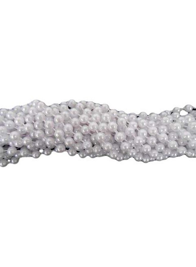 Mardi Gras Spot 33 Inch 7.5Mm Round Pearl White Mardi Gras Beads 6 Dozen (72 Necklaces)  - Image 2