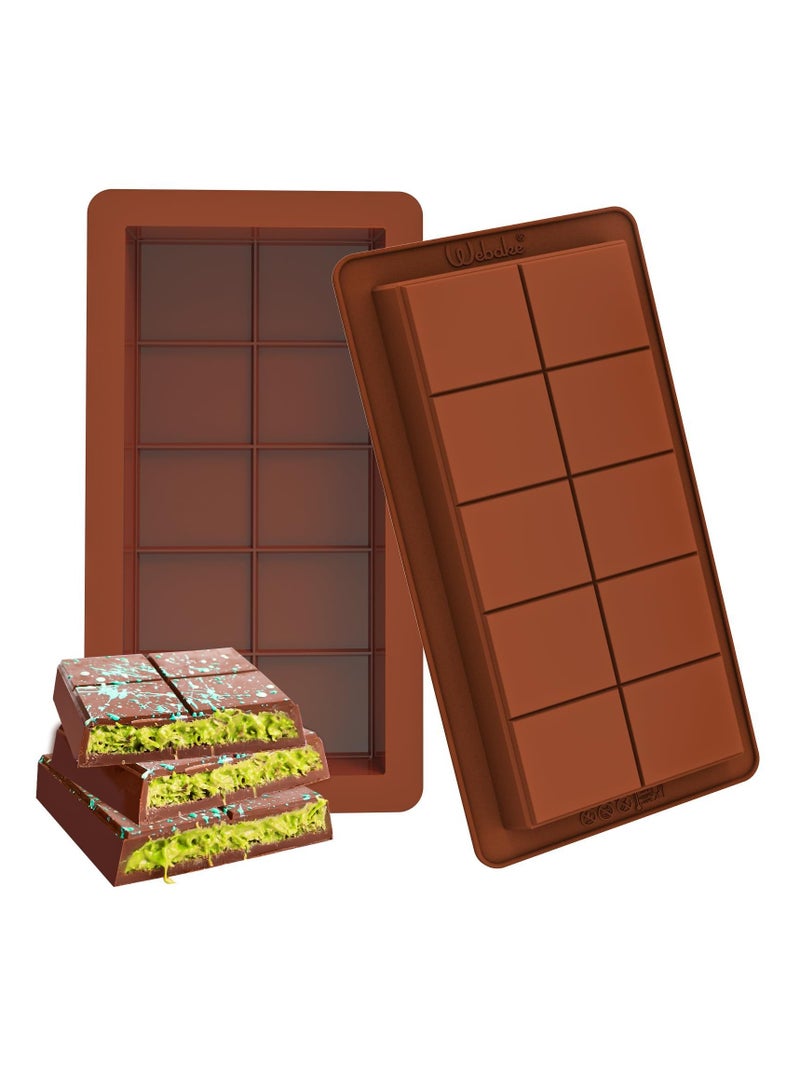 Deep Chocolate Bar Molds 2 Pack, Large and Thick Silicone Chocolate Bar Molds for Stuffed Bar, Big Chocolate Candy Bar Mold for Filling Knafeh Pistachio Chocolate Bar,easy to clean - Image 1