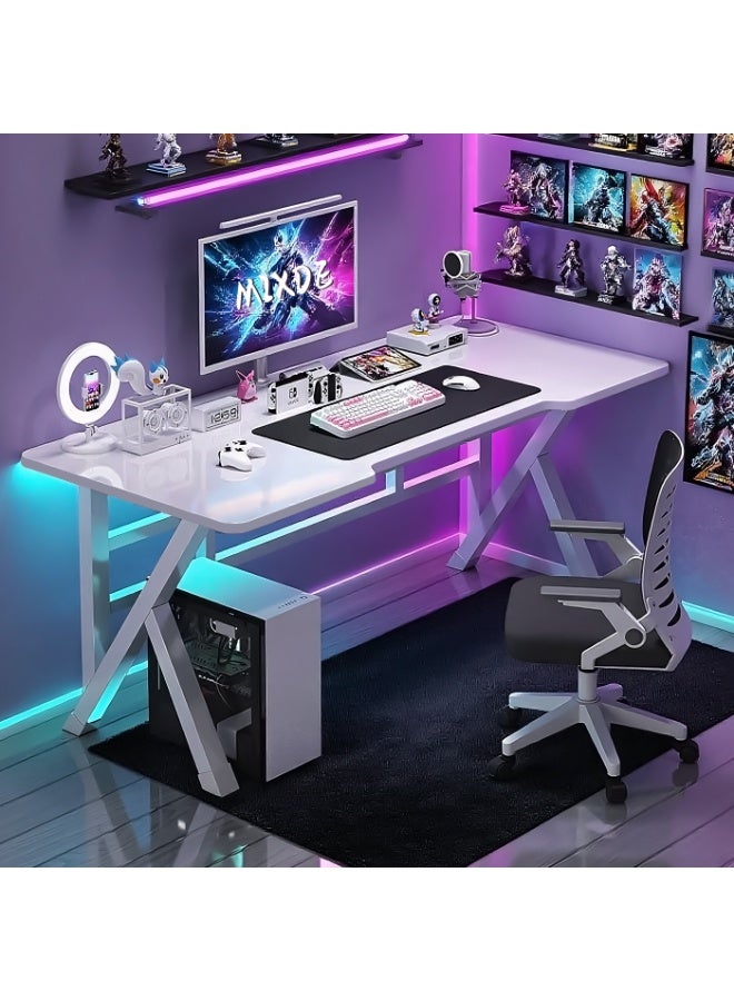 ميكسد مكتب للألعاب، مكتب مكتب منزلي، طاولة ألعاب بسيطة لطاولة غرفة نوم منزلية، محطة عمل للألعاب، مثالية لطاولة دراسة الكتابة للطلاب، أبيض - Image 5