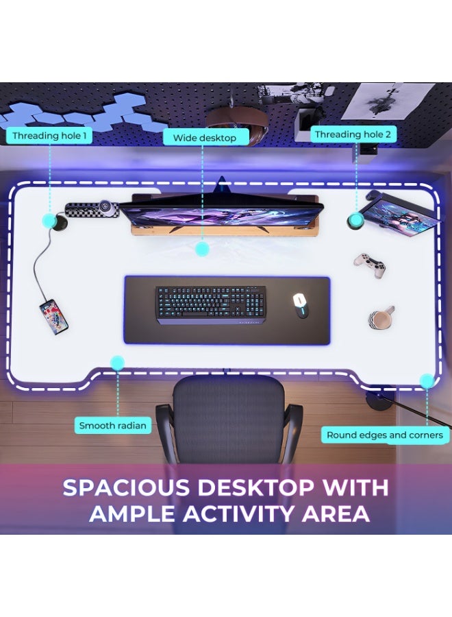 ميكسد مكتب للألعاب، مكتب مكتب منزلي، طاولة ألعاب بسيطة لطاولة غرفة نوم منزلية، محطة عمل للألعاب، مثالية لطاولة دراسة الكتابة للطلاب، أبيض - Image 3