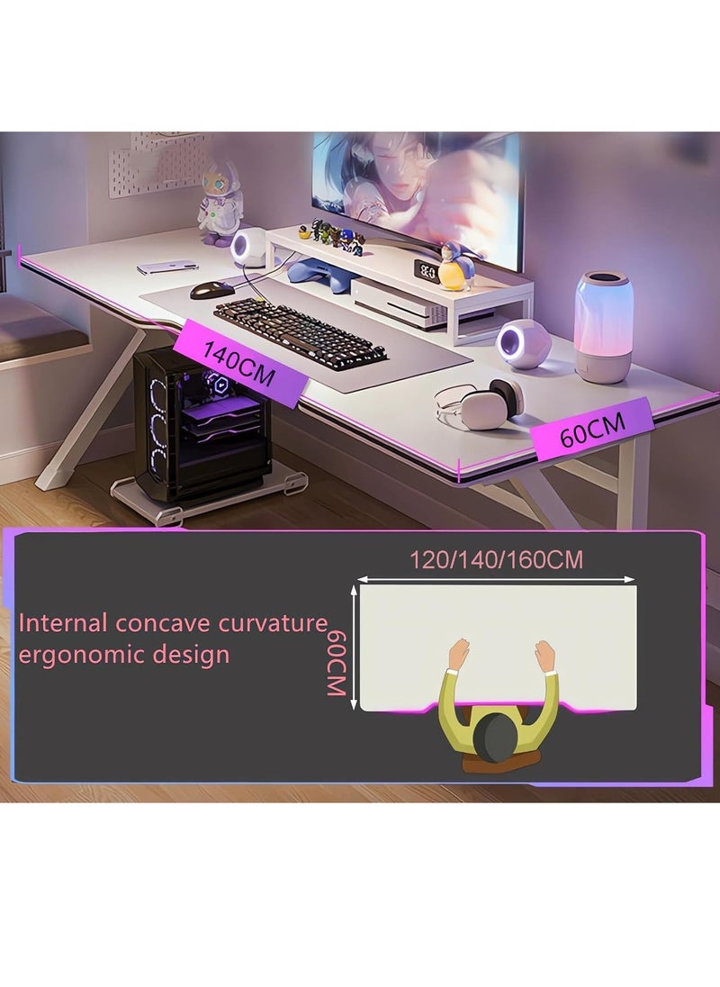 MIXDE Gaming Desk,Home Office Desk,Simple Game Table for Home Bedroom Table,Gamer Workstation,Ideal for Students Writing Study Table,White  - Image 2