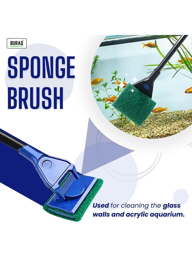 BURAQ 5 In 1 Aquarium Cleaning Kit For Cleaning Aquarium Glass, Removing Algae, With Scrubbing Pad, Plant Fork, Gravel Rake, Glass Scraper, Fish Net,… (5 In 1 Kit) - Image 2