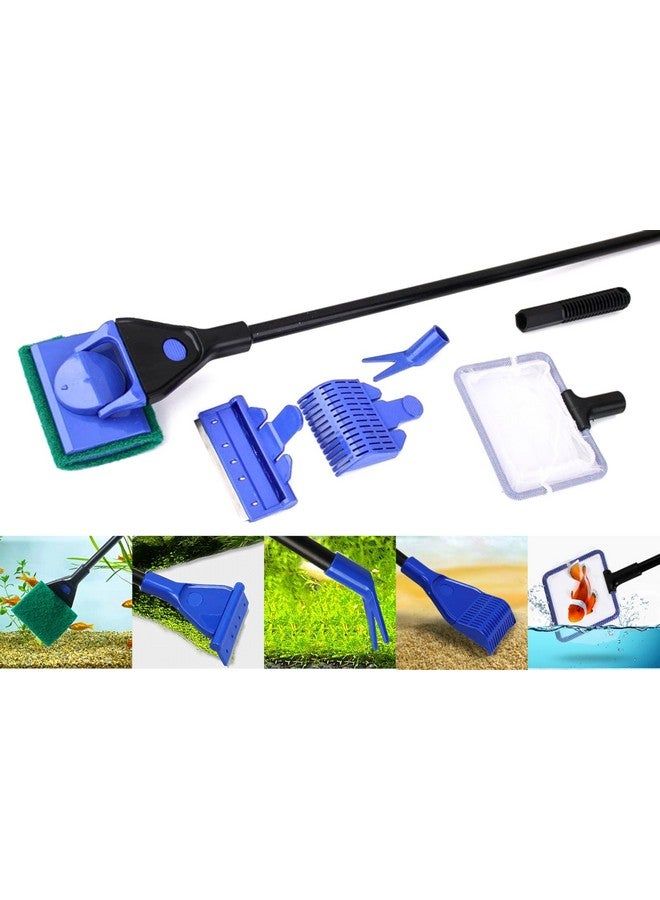 BURAQ 5 In 1 Aquarium Cleaning Kit For Cleaning Aquarium Glass, Removing Algae, With Scrubbing Pad, Plant Fork, Gravel Rake, Glass Scraper, Fish Net,… (5 In 1 Kit) - Image 1