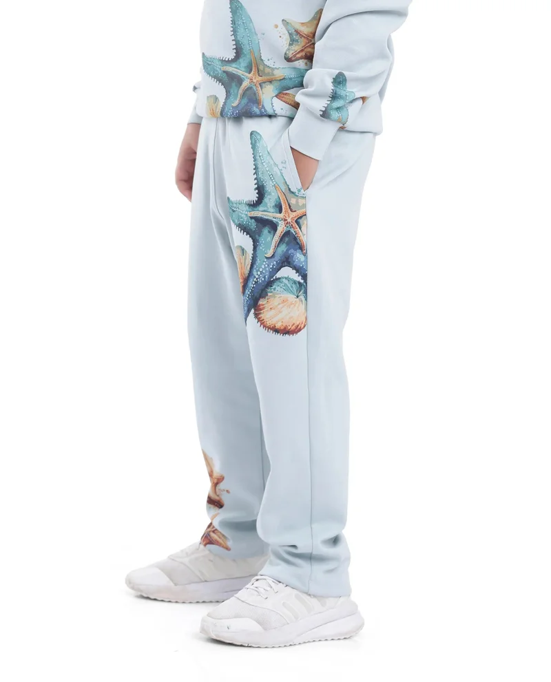 Rare Ones Rare Ones Kids Sims Pastel Blue Cotton Poly Digital Print Trackpant