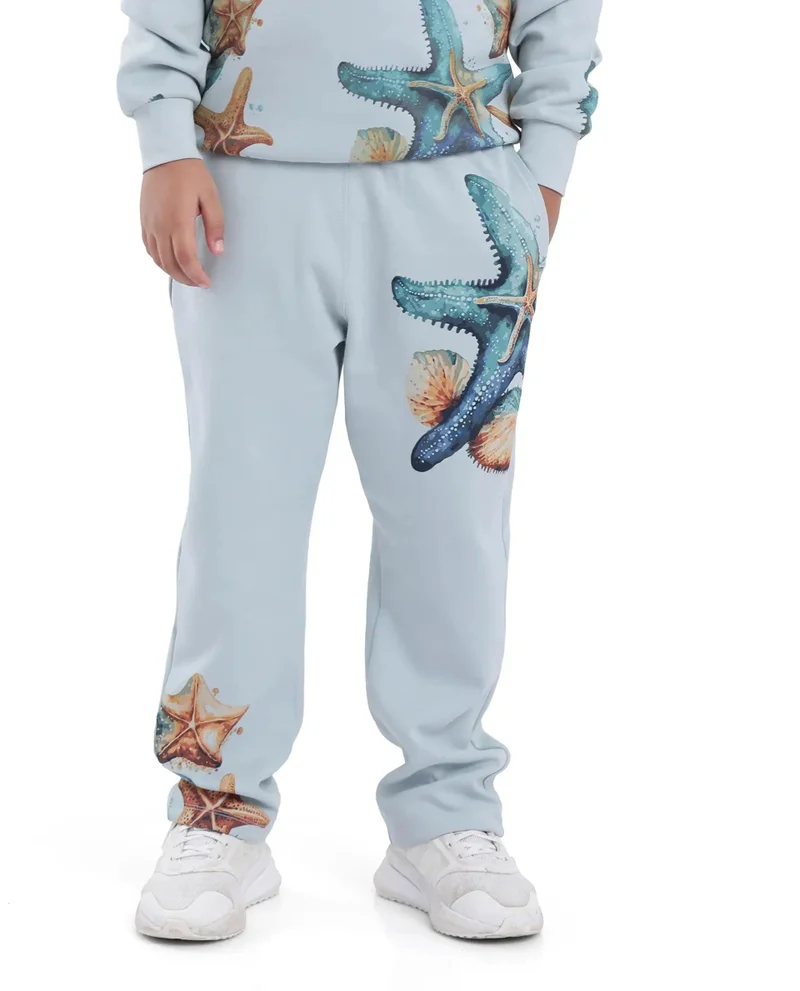 رير ونز Rare Ones Kids Sims Pastel Blue Cotton Poly Digital Print Trackpant