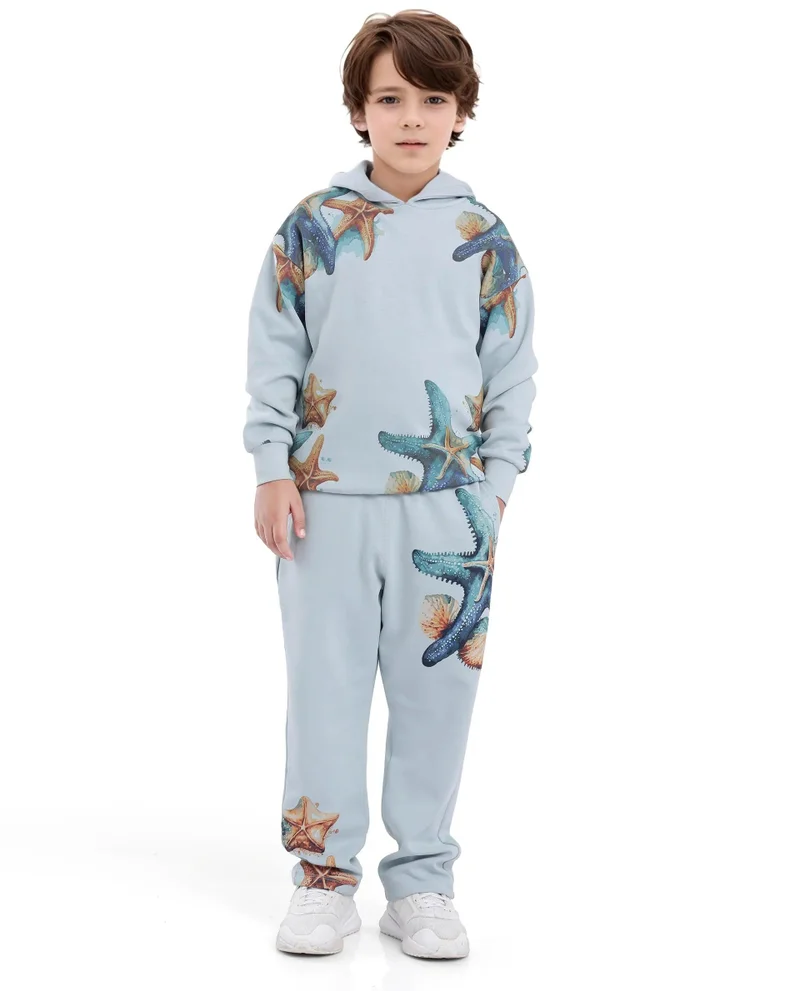 Rare Ones Rare Ones Kids Sims Pastel Blue Cotton Poly Digital Print Trackpant