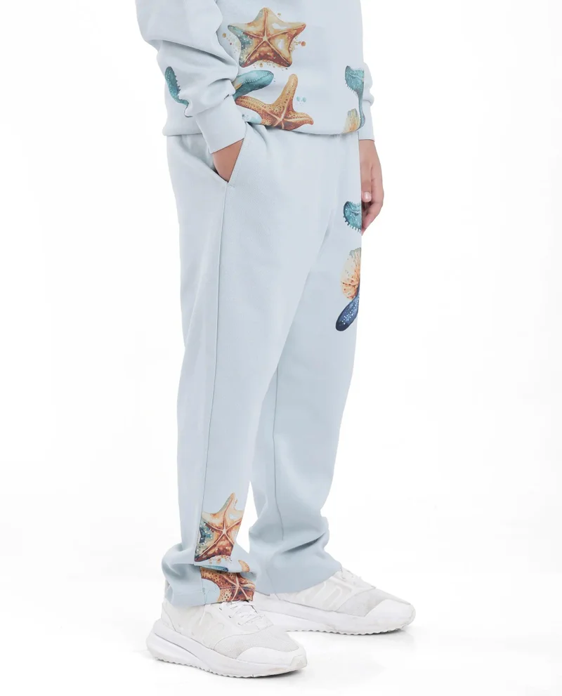 Rare Ones Rare Ones Kids Sims Pastel Blue Cotton Poly Digital Print Trackpant