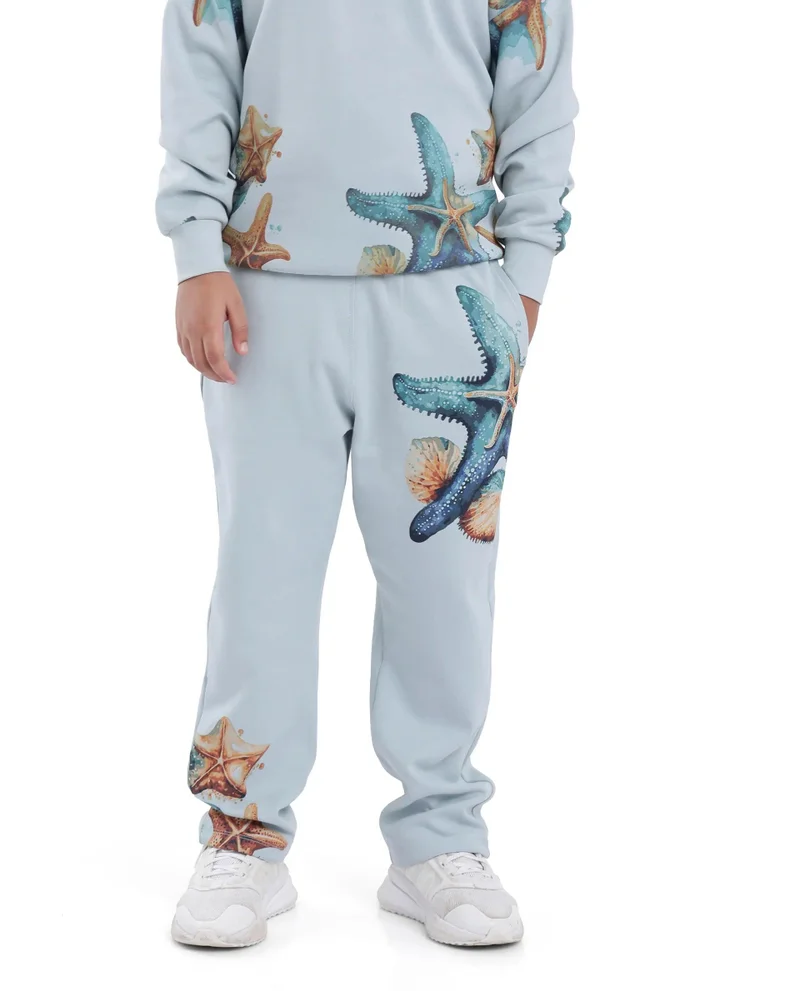 Rare Ones Rare Ones Kids Sims Pastel Blue Cotton Poly Digital Print Trackpant