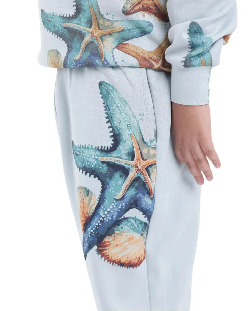 Rare Ones Rare Ones Kids Sims Pastel Blue Cotton Poly Digital Print Trackpant