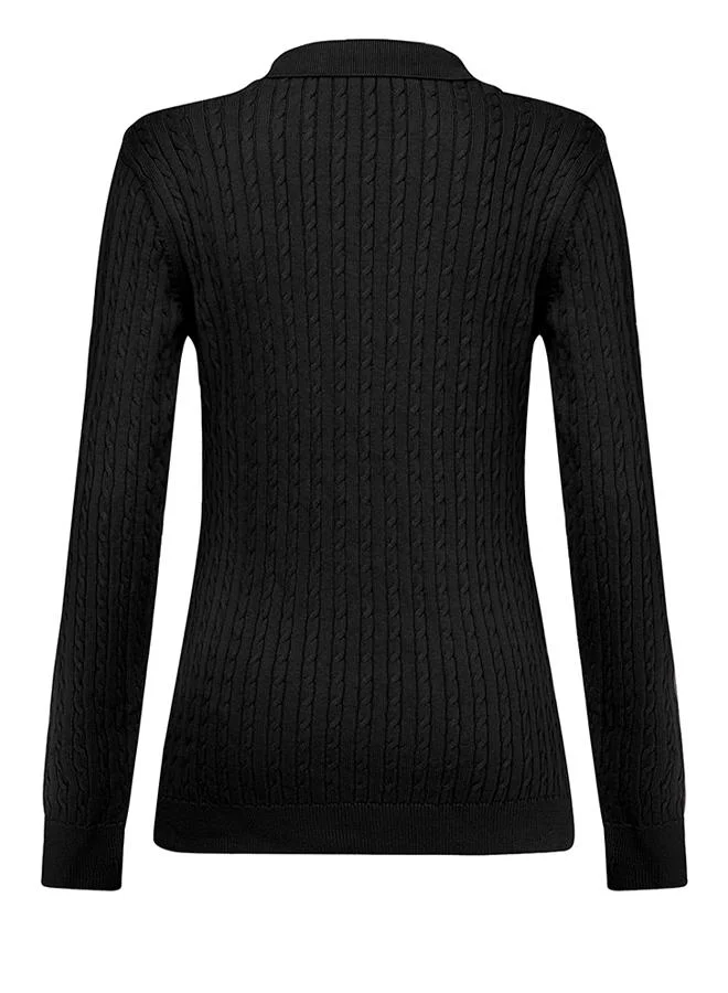 FELIX HARDY Black Pullover with Polo Collar for Women | Best Price UAE
