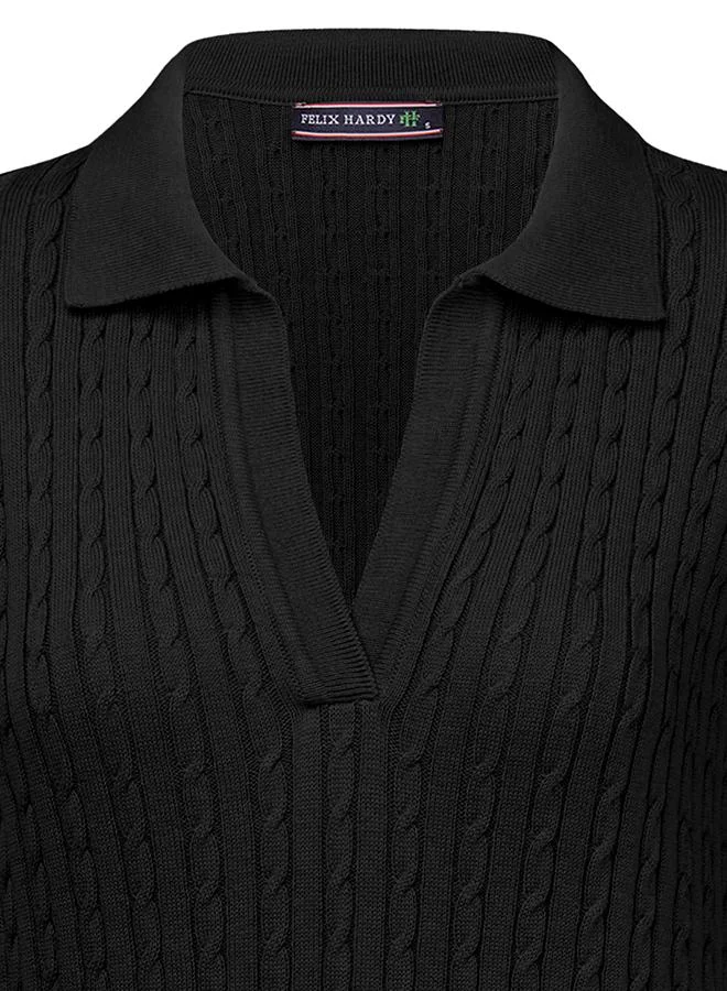 FELIX HARDY Black Pullover with Polo Collar for Women | Best Price UAE